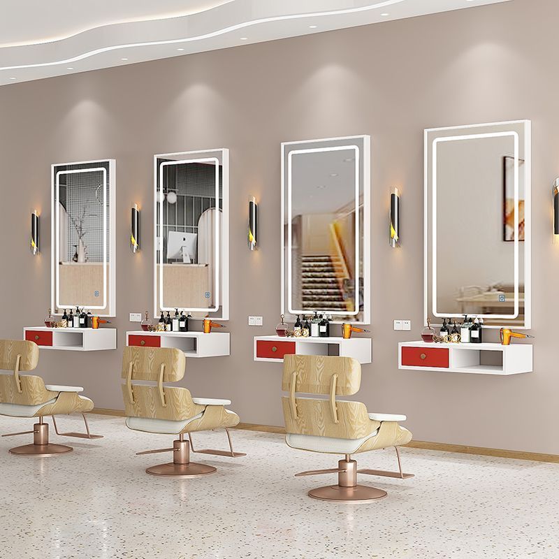 Barber Shop Special Mirror With Led Light Hairdressing Mirror Table Single-Sided Internet Celebrity Trendy Hair Salon Wall Hanging Hair Cutting Makeup Mirror - Image 5